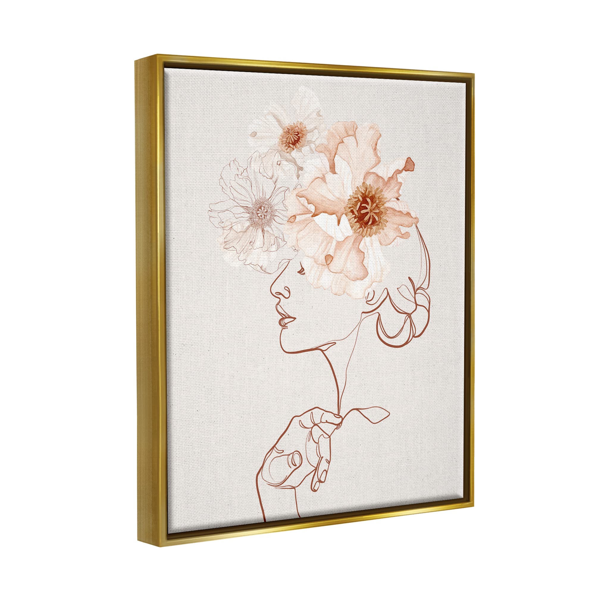 Stupell Industries Delicate Pink Flower Blossoms Line Art Print - Elegant Floral Wall Decor for Bedroom, Living Room & Office - Designed by Ros Ruseva