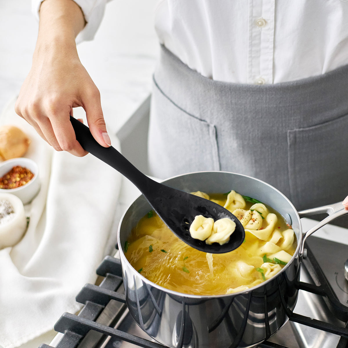 Premium Silicone Slotted Spoon - Heat-Resistant Kitchen Utensil for Cooking, Baking & Serving | Non-Slip Handle | Dishwasher Safe | Perfect for Pasta, Soup & Salad