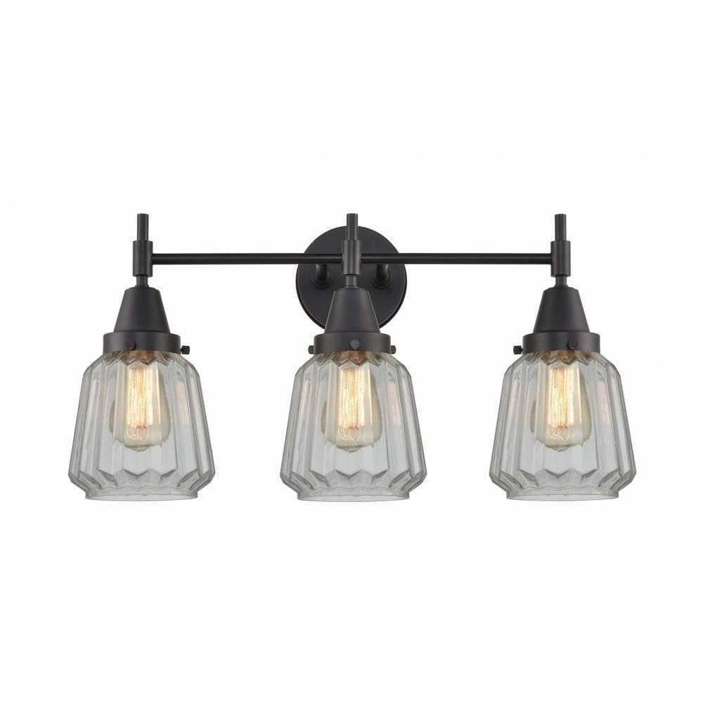 Innovations 447-3W-BK-G142 Black Transitional 3-Light Bathroom Vanity Lighting Fixture - Perfect for Modern Bathrooms & Powder Rooms