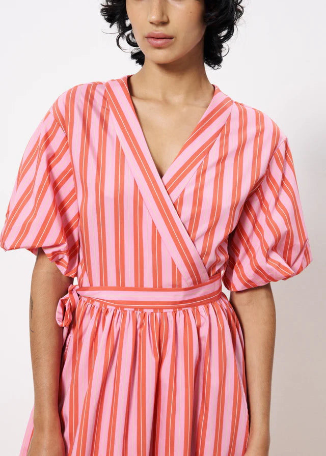 Edmonise Maxi Wrap Dress for Women - Flowy Long Sleeve Pink Dress for Casual, Office & Date Night | Plus Size Options Available