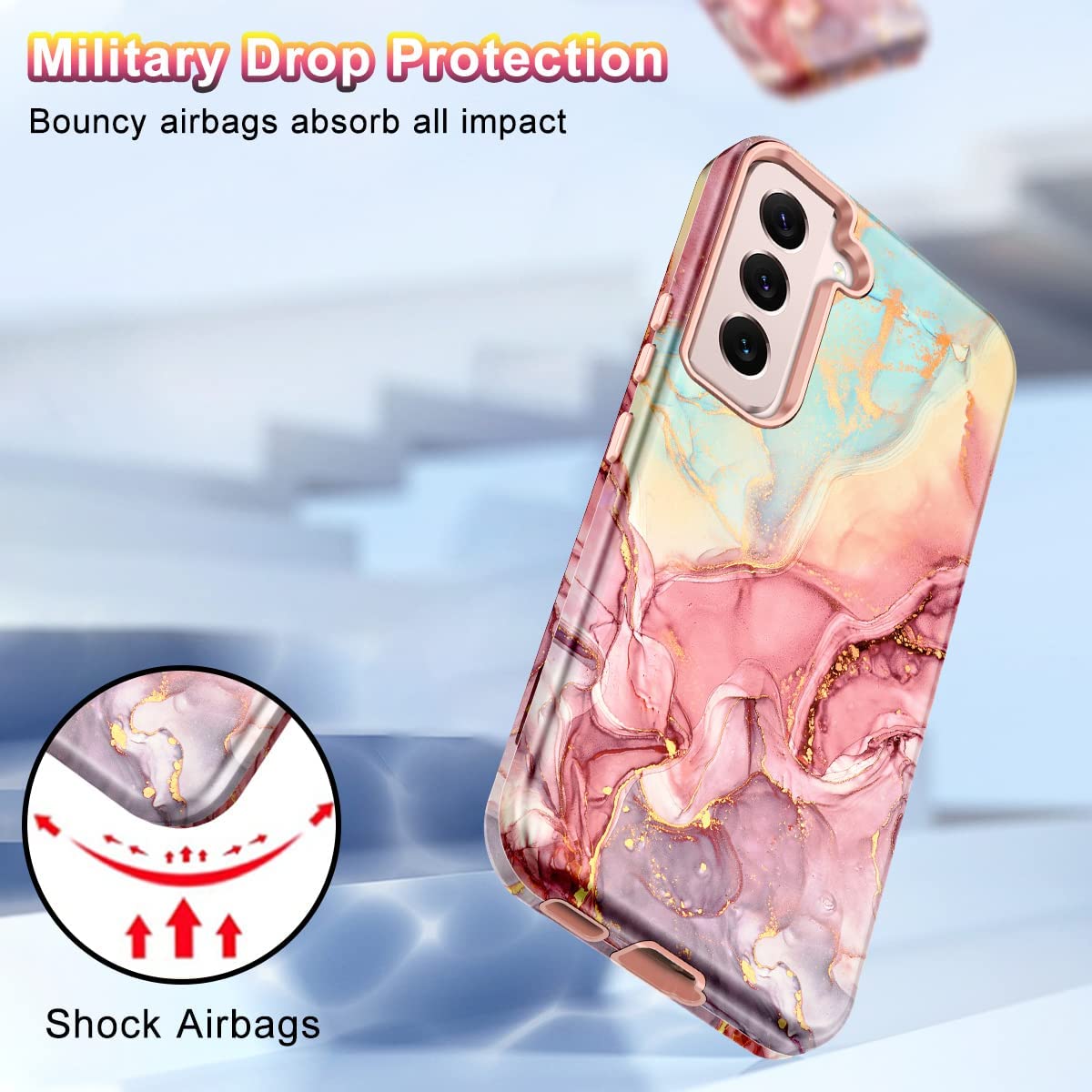 BTS Samsung Galaxy Phone Case - Shockproof Protective Cover with Rose Gold Design for Girls | Perfect for Everyday Use, Travel & School