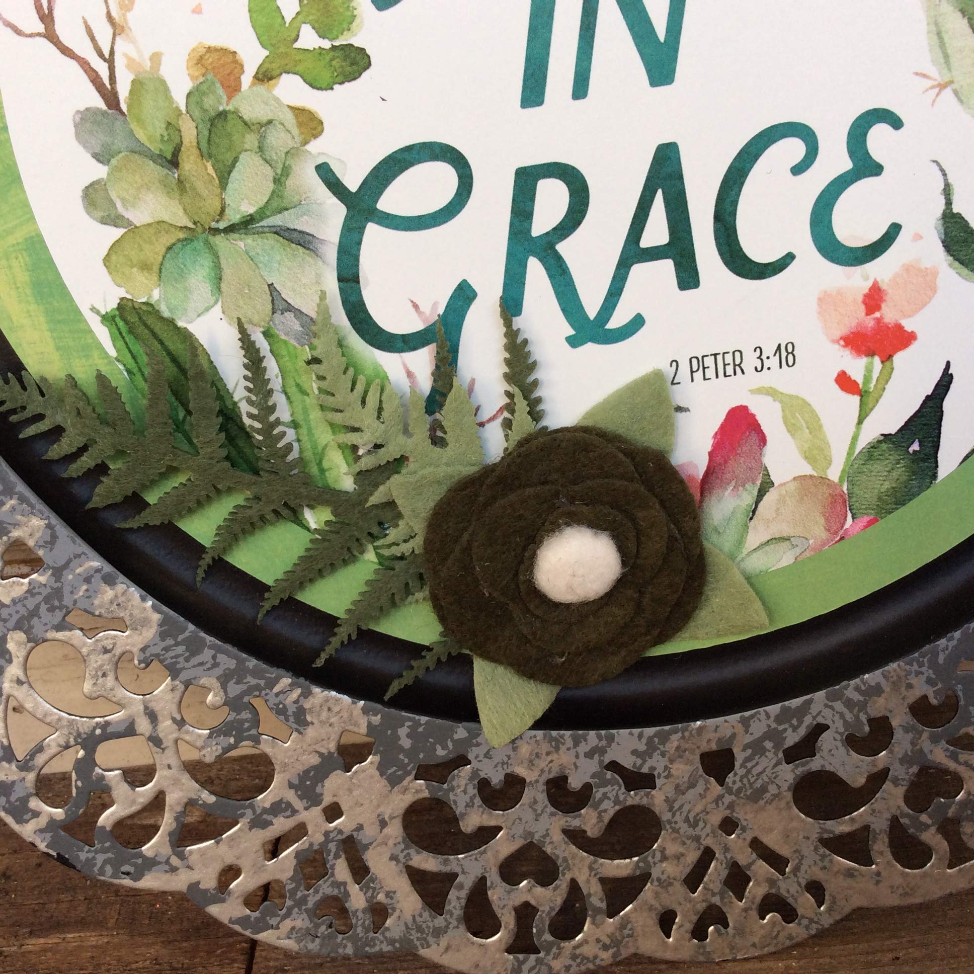 AGD Home Decor - Elegant Grow In Grace Greenery Metal Charger Plate for Wedding, Party & Holiday Table Settings | Rustic Farmhouse Dinnerware Decor