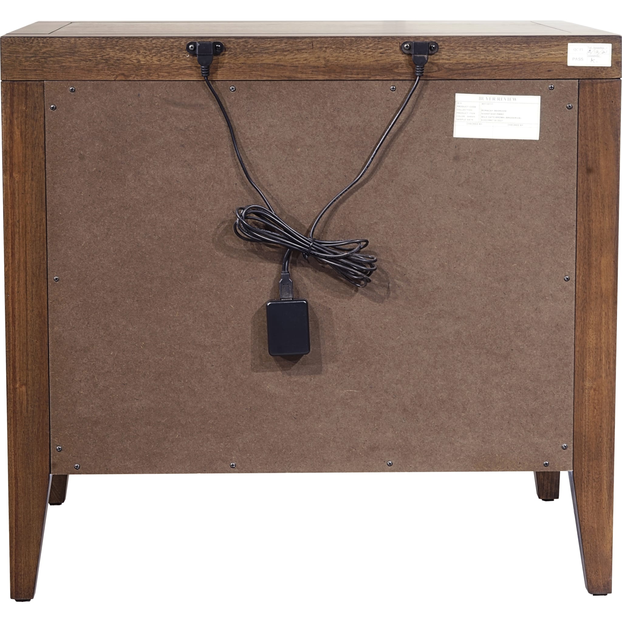 Boracay Two Drawer USB Charging Nightstand in Wild Oats Brown - Modern Bedside Table with USB Ports for Phones & Tablets - Perfect for Bedrooms, Dorms & Small Spaces