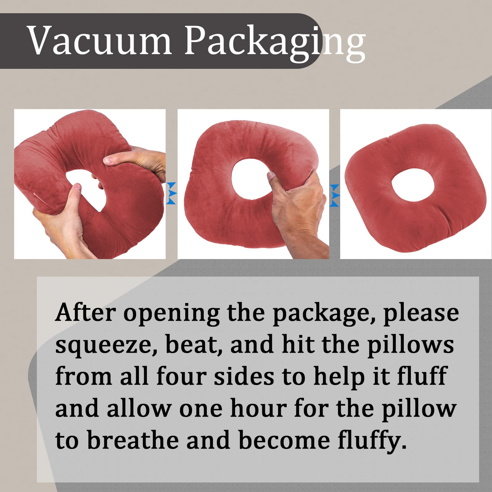 Ear Piercing Pillow for Side Sleepers with Ear Hole - Donut Pillow for CNH, Ear Pain & Inflammation Relief - Pressure Sore Prevention Ear Guard Pillow (Deep Red) - Perfect for Post-Piercing Care & Comfortable Sleep