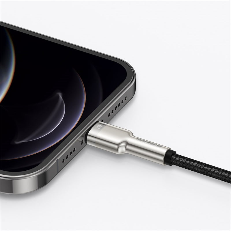 Premium Baseus Metal USB to Lightning Charging Cable 25cm - Durable Fast Charging Cord for iPhone, iPad - Perfect for Home, Office & Travel