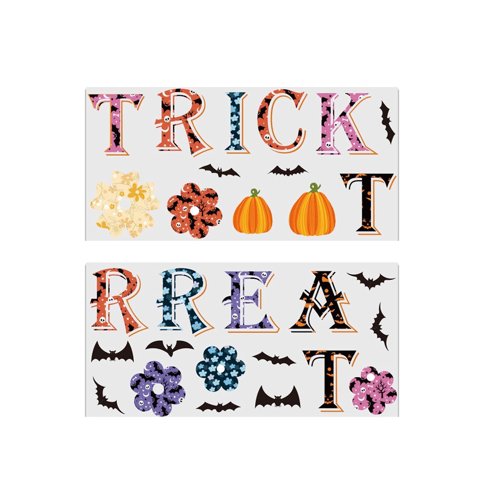 PONPRNGY Halloween Letter Stickers - Bat Wall Decals for Trick or Treat Decorations, Spooky Home Artwork & Party Wall Clings (Style A) - Perfect for Halloween Party Decor, Classroom Bulletin Boards & Haunted House Theming