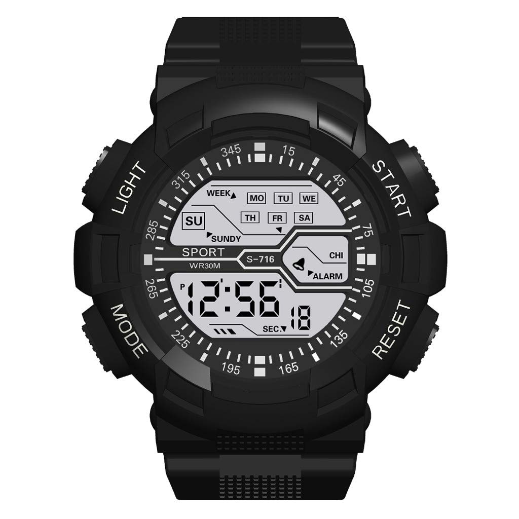 Sports Watch with Luminous Band - Multi-Color Digital Display for Men & Women - Perfect for Running & Fitness (Black)