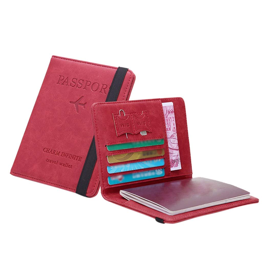 Neutral Multi-Purpose Travel Passport Wallet - Tri-fold RFID Blocking Document Organizer with Key Holder & Zipper (Red, One Size) - Perfect for Air Travel, Business Trips & International Vacations