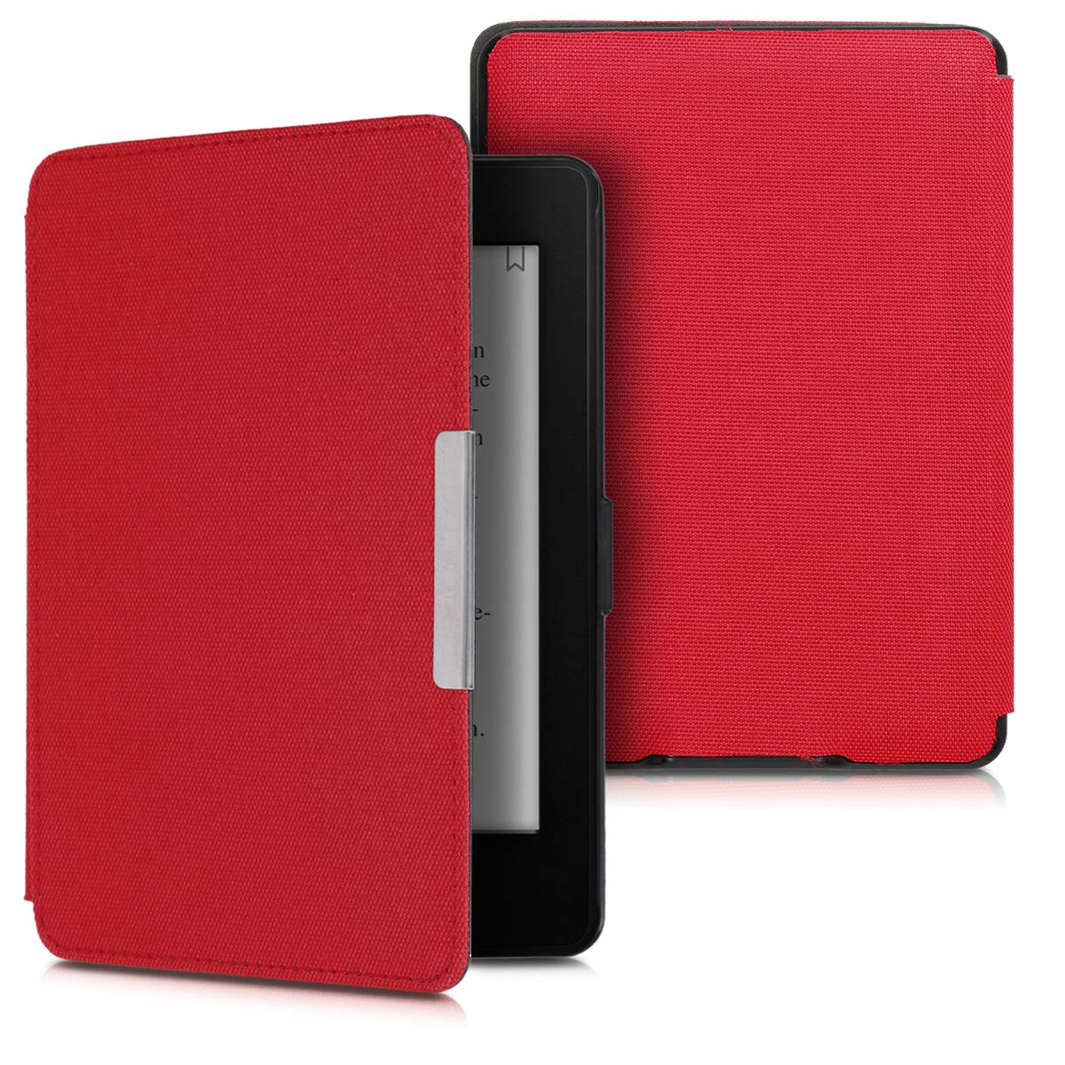 kwmobile Protective Case for Amazon Kindle Paperwhite - Nylon e-Reader Cover with Book Style Folio Design - Red | Perfect for Reading, Travel & Daily Commute