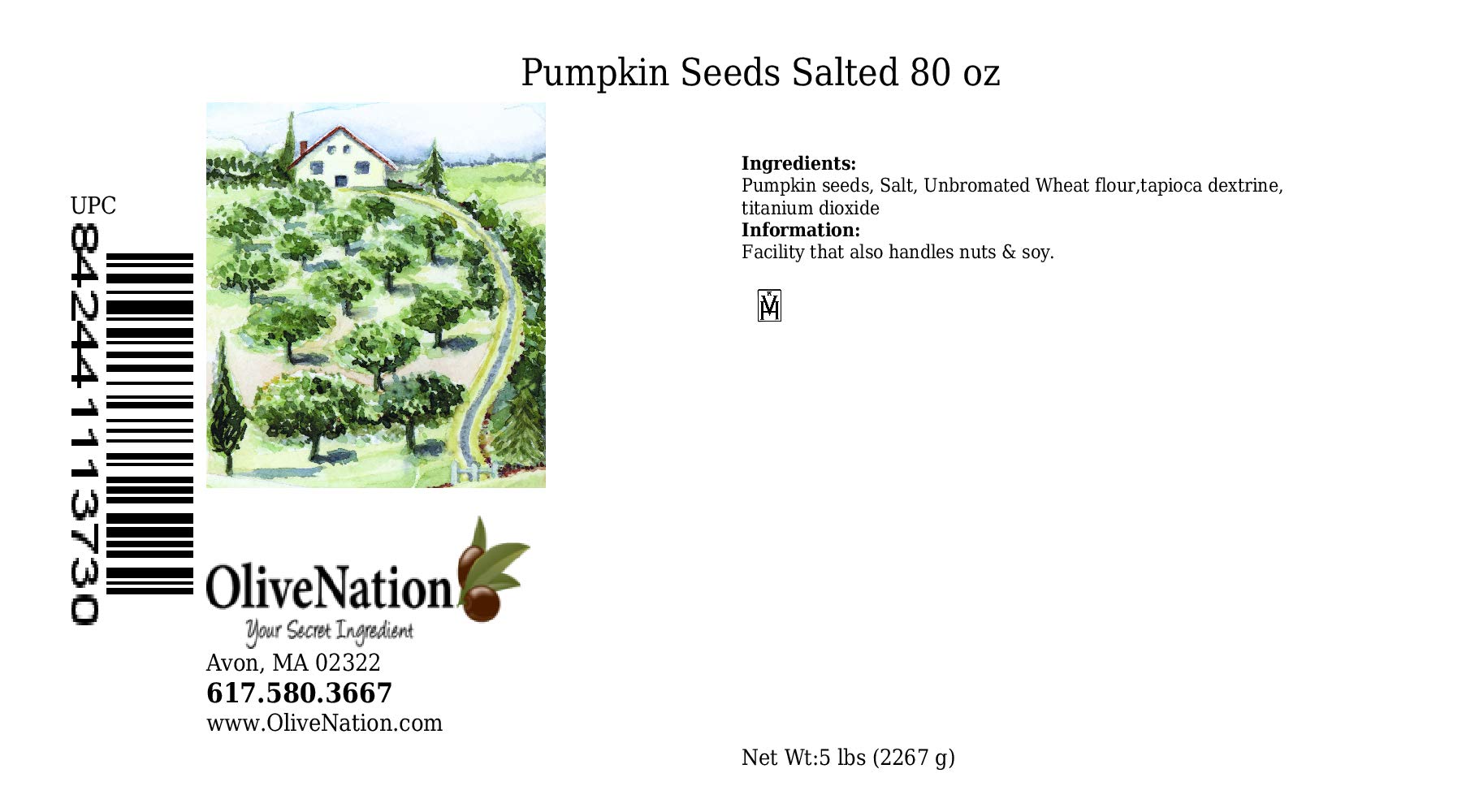 OliveNation Roasted Salted Pumpkin Seeds in Shell - 80oz (5lbs) Bulk Pack - Healthy Snack for Trail Mix, Salads & Baking | Non-GMO, High Protein