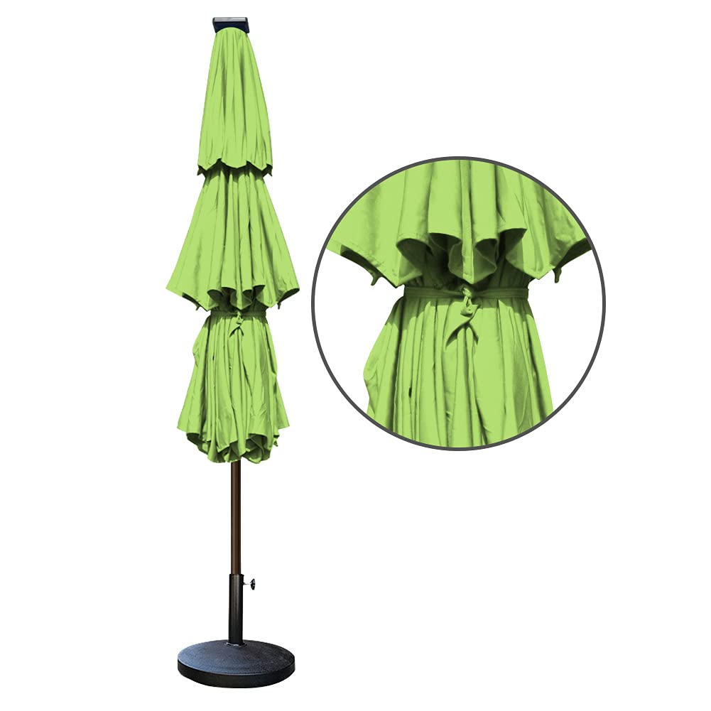 EliteShade USA 10-Year Fade-Resistant 9ft Solar-Powered 3-Tier Patio Umbrella with 80 LED Lights - Outdoor Table Umbrella with Ventilation, Macaw Green - Perfect for Backyard, Poolside, and Restaurant Outdoor Dining