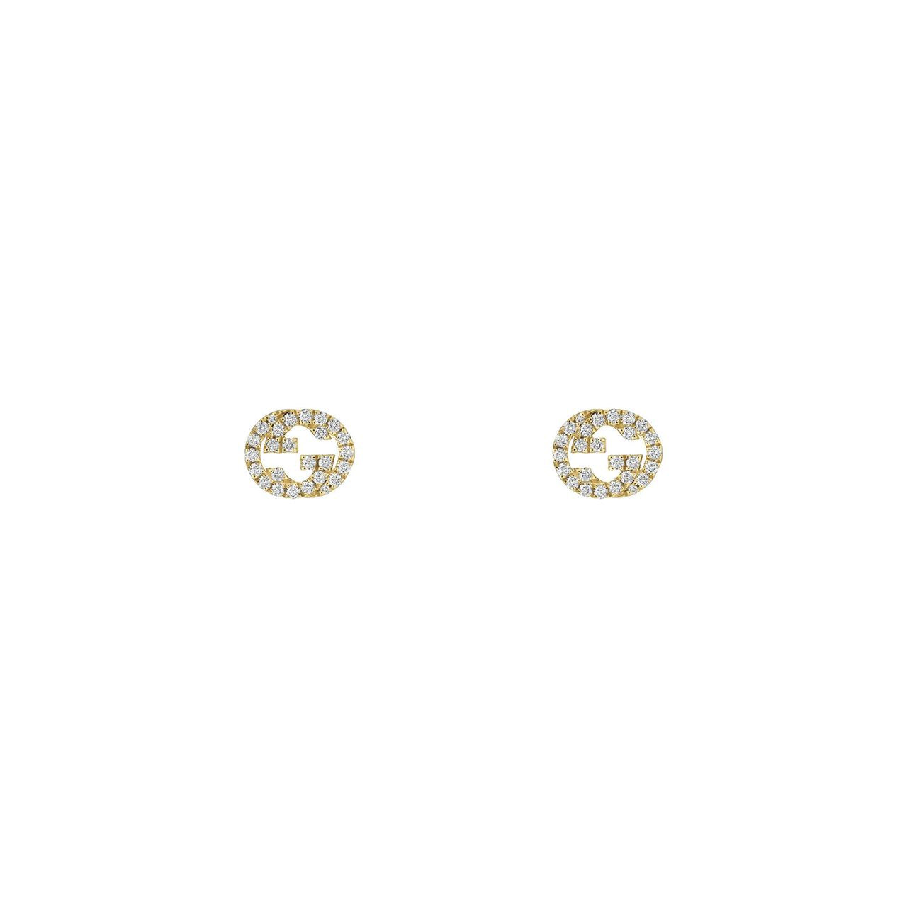 Gucci Interlocking 18K Yellow Gold Diamond Stud Earrings YBD729408002 - Luxury Jewelry for Women, Perfect for Weddings, Parties & Special Occasions