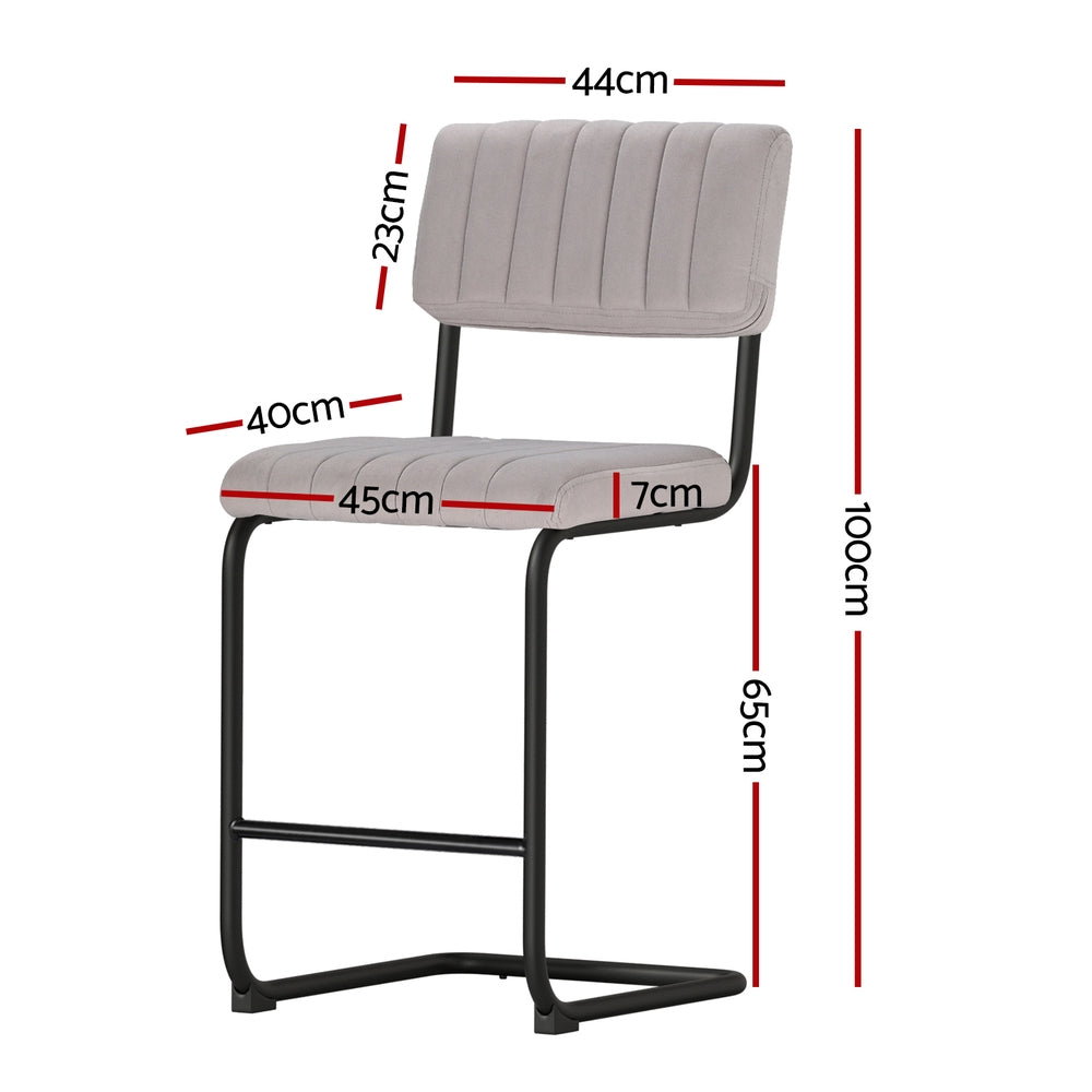 Velvet Upholstered Bar Stools Set of 2 - Modern Counter Height Swivel Stools for Kitchen Island, Breakfast Bar & Home Decor