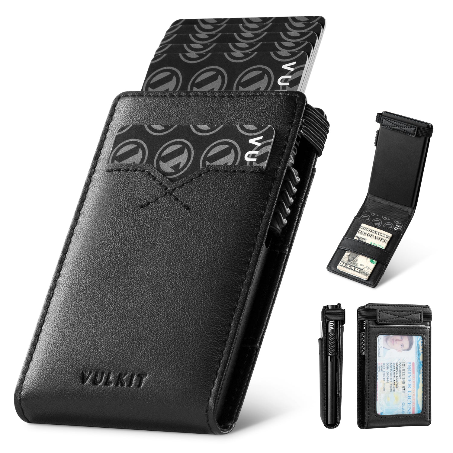 VC316 Elastic Band Closure Card Holder with Back ID Window - Secure & Stylish Wallet for Credit Cards, IDs, and Cash - Perfect for Travel, Work, and Everyday Use