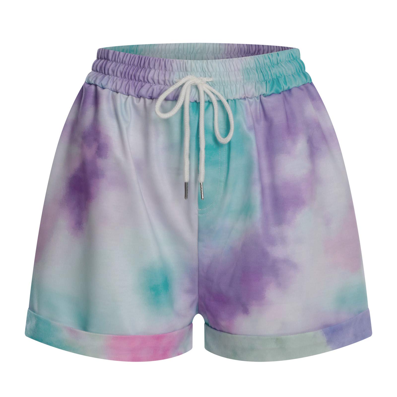 Tie Dye Paperbag Waist Casual Pants for Women - Summer & Fall Stretch Shorts with Pockets | Perfect for Beach, Yoga, Travel & Lounge Wear