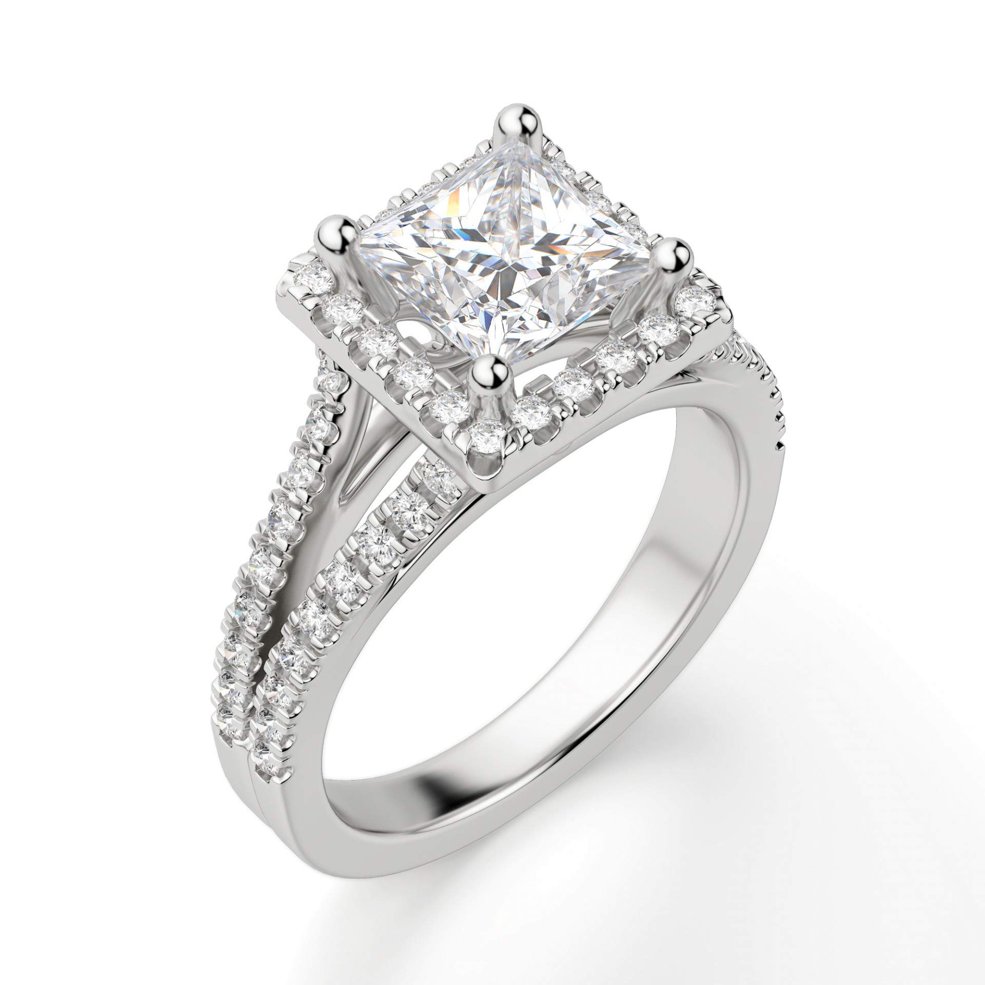 2 CT Princess Cut Moissanite Engagement Ring & Wedding Bridal Set - Solitaire Halo Diamond Anniversary Ring - Vintage Silver Promise Ring for Women - Perfect for Proposals, Weddings & Special Occasions