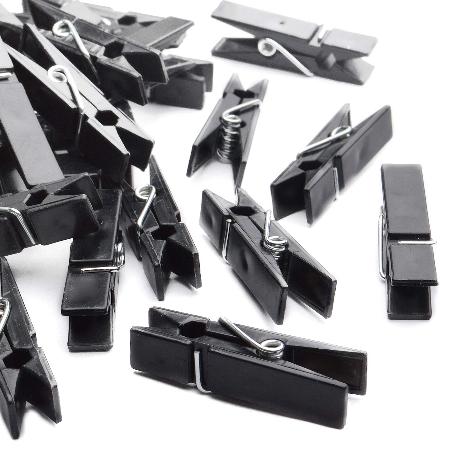 BronaGrand 100pcs Mini Plastic Clips - Small Black Clothes Pins for Photos, Pictures, Paper, Socks | Office, Home, Arts & Crafts, DIY Decoration (35x7x10mm) | Perfect for Scrapbooking, Bulletin Boards & Laundry Organization