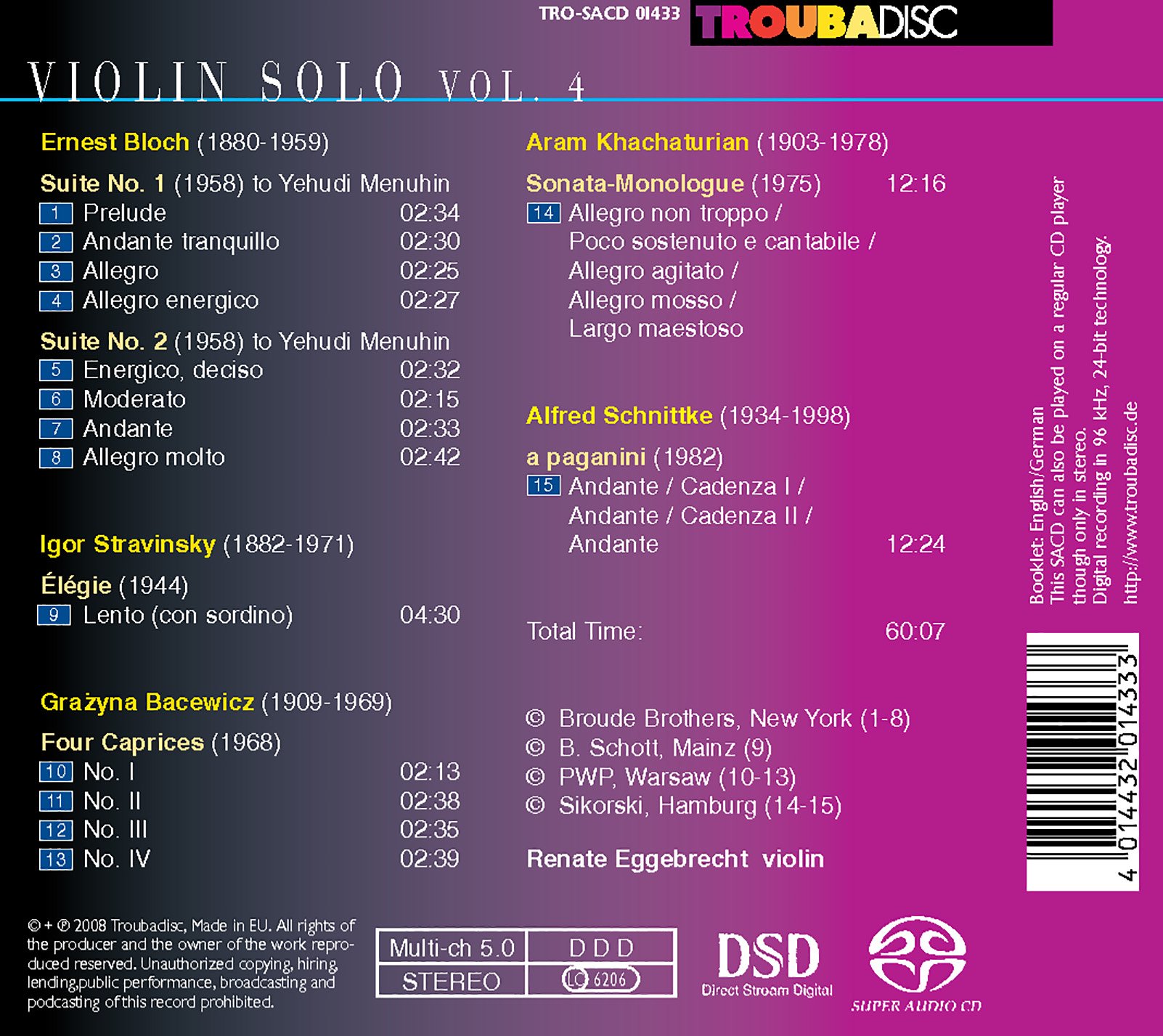 V4 Violin Solo: 2 Suites, Elegie, Four Caprices & Sonata Monologue - Paganini Classical Music for Performances, Practice & Concerts