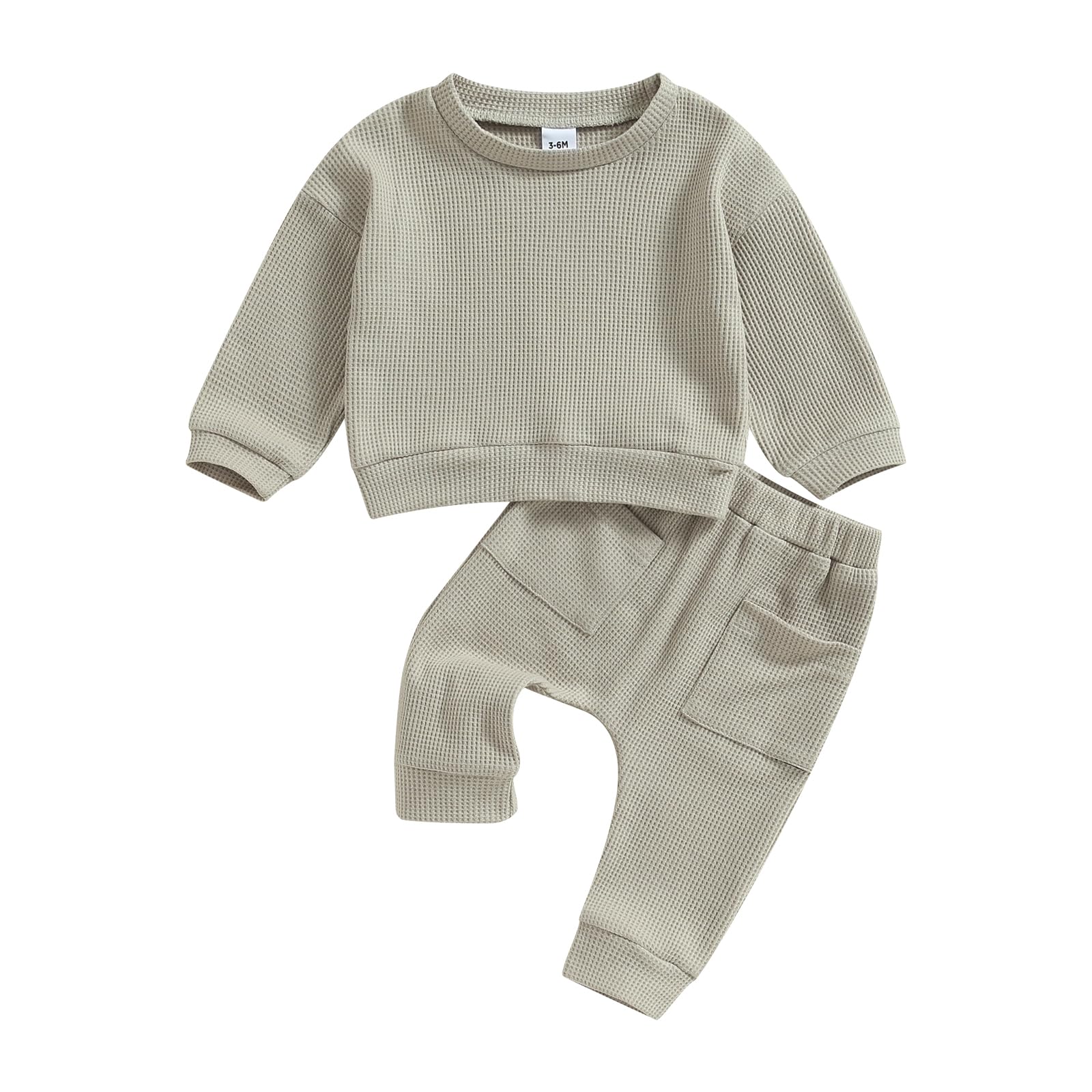 Unisex Baby Waffle Top & Elastic Pant Set - Soft Ribbed Cotton Newborn Toddler Clothes for Boys & Girls | Perfect for Playtime, Photo Shoots & Daily Wear