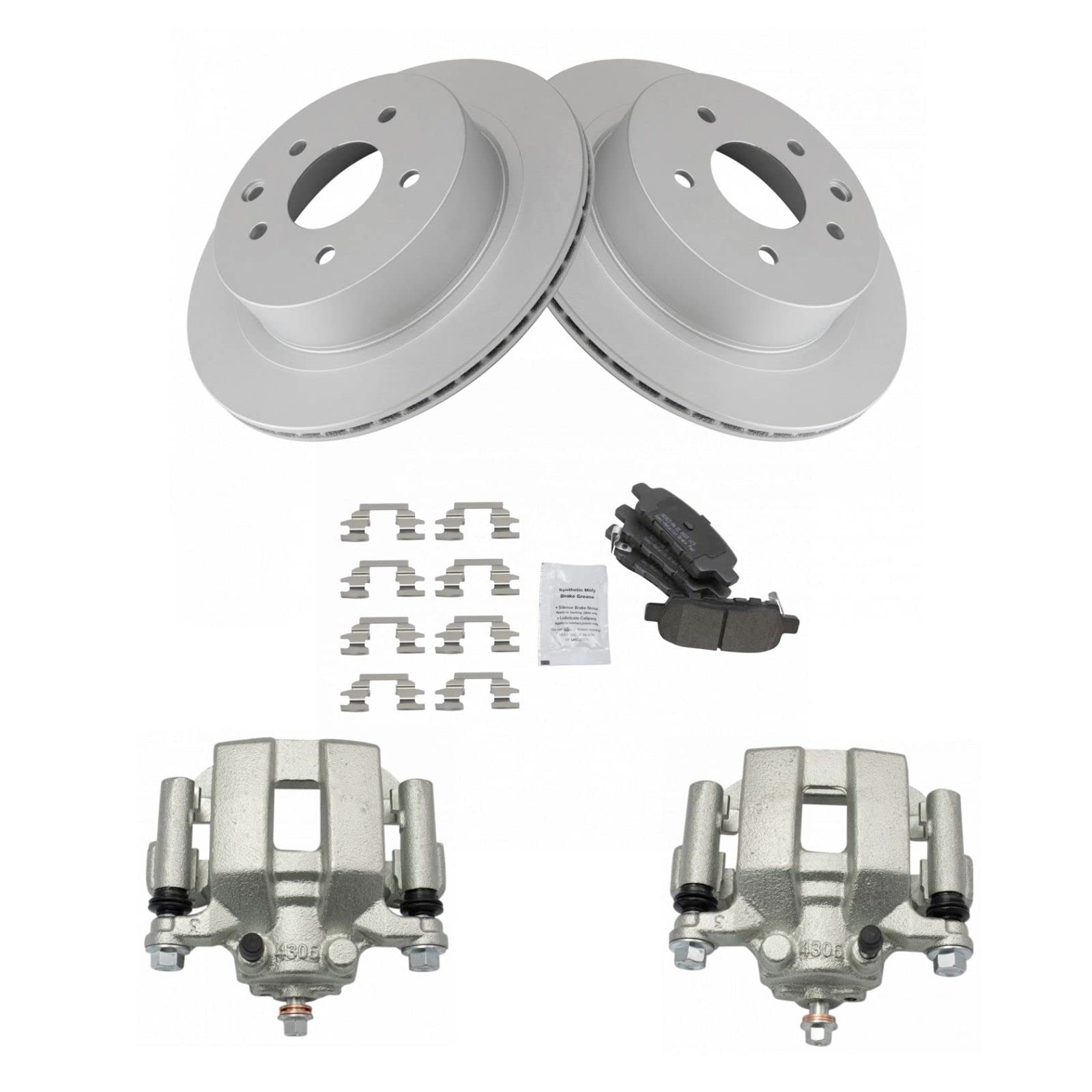 Premium Rear Brake Pad & Rotor Kit - Semi-Metallic Vented G-Coated Brake Pads & Rotors - Compatible with 2003-2005 INFINITI G35 & Nissan 350Z - High-Performance Braking for City Driving & Mountain Roads