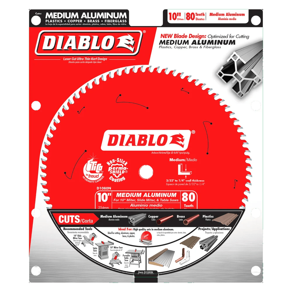 10-Inch 80-Tooth Medium Aluminum Saw Blade - 4 Pack for Woodworking, Metal Cutting & DIY Projects