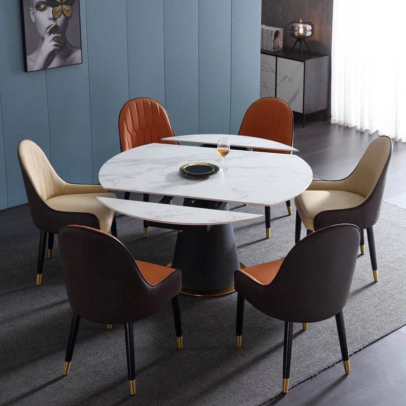 Frederica II Sintered Stone Extendable Dining Table - Modern Expandable Kitchen Table for 6-10 People - Perfect for Family Gatherings & Dinner Parties