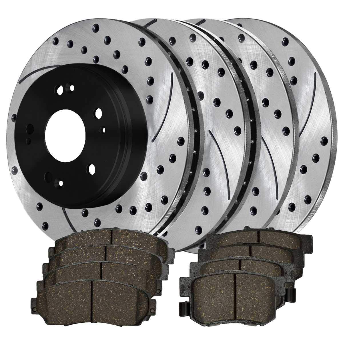 AutoShack Black Drilled & Slotted Brake Rotors with Ceramic Pads - Front Brake Kit for 2007-2011 Honda CR-V & 2010-2012 Acura RDX (2.3L 2.4L 4WD FWD) - SCD1086PR41374 | High-Performance Braking for City Driving & Mountain Roads
