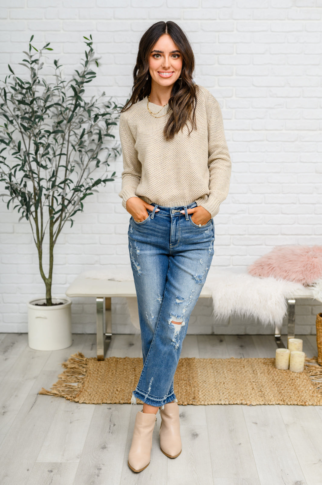 Cozy Oatmeal Chai Latte V-Neck Sweater for Women | Soft Knit Pullover | Perfect for Fall & Winter Layering, Casual Outfits, and Coffee Dates