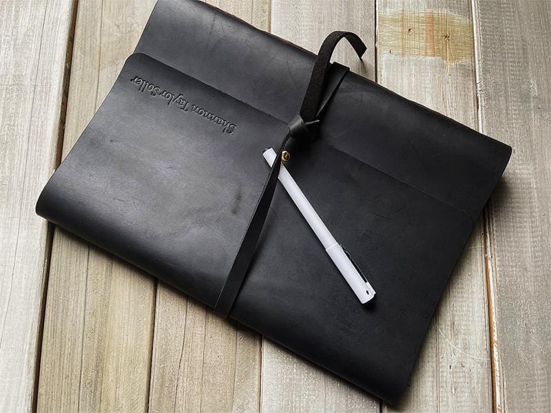 Personalized Black Leather Wrap Journal - Custom Name & Date - Perfect for Travel, Writing & Gift Giving