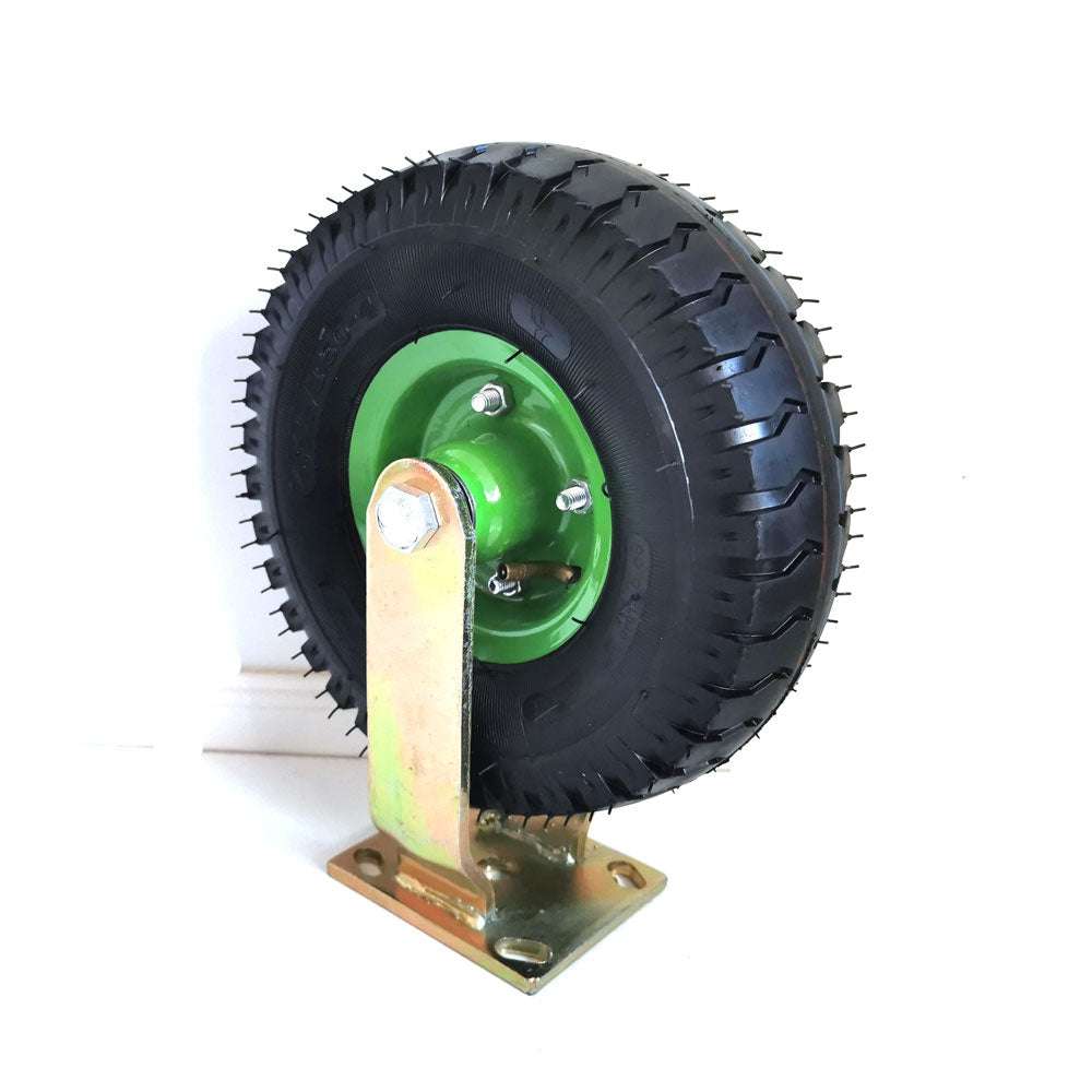 10 Inch Heavy Duty Fixed Castor Wheels with Pneumatic Tires - Universal Replacement Caster for Trolleys, Carts, Wheelbarrows & Industrial Equipment - Ideal for Warehouse, Garden, Workshop and Outdoor Use