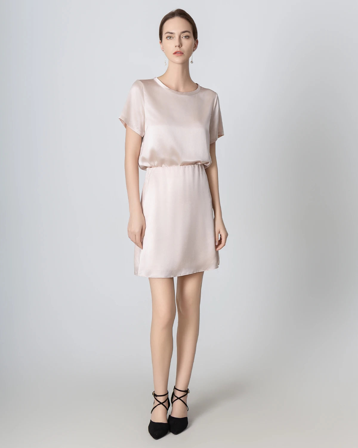 Elegant Short Sleeve Silk Blouse & Mini Skirt Set for Women | Summer Office Wear & Party Outfit