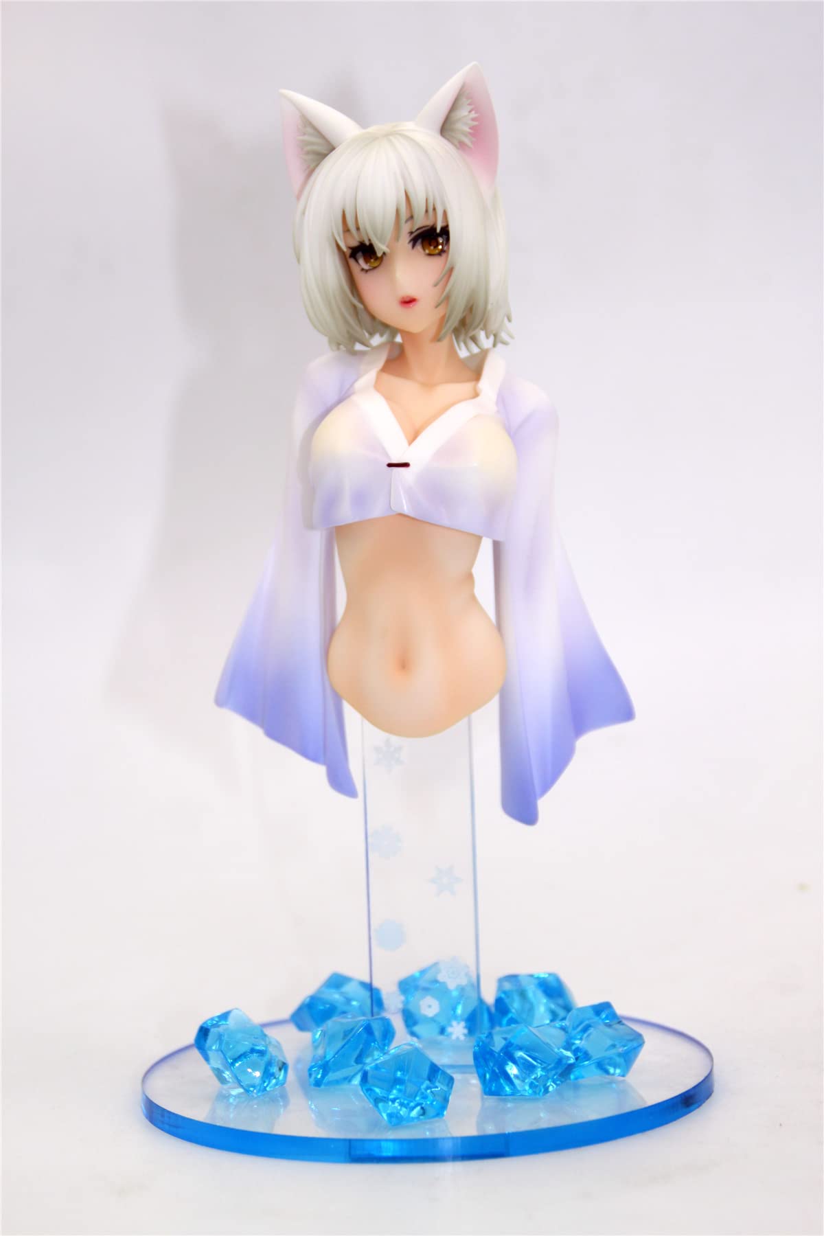 Original Character Snow Cat Girl Bust WF2020 Painted Resin Figure - Anime Collectible Model Toy for Display & Gift - Perfect for Anime Fans, Home Decor, and Office Desk Showcase