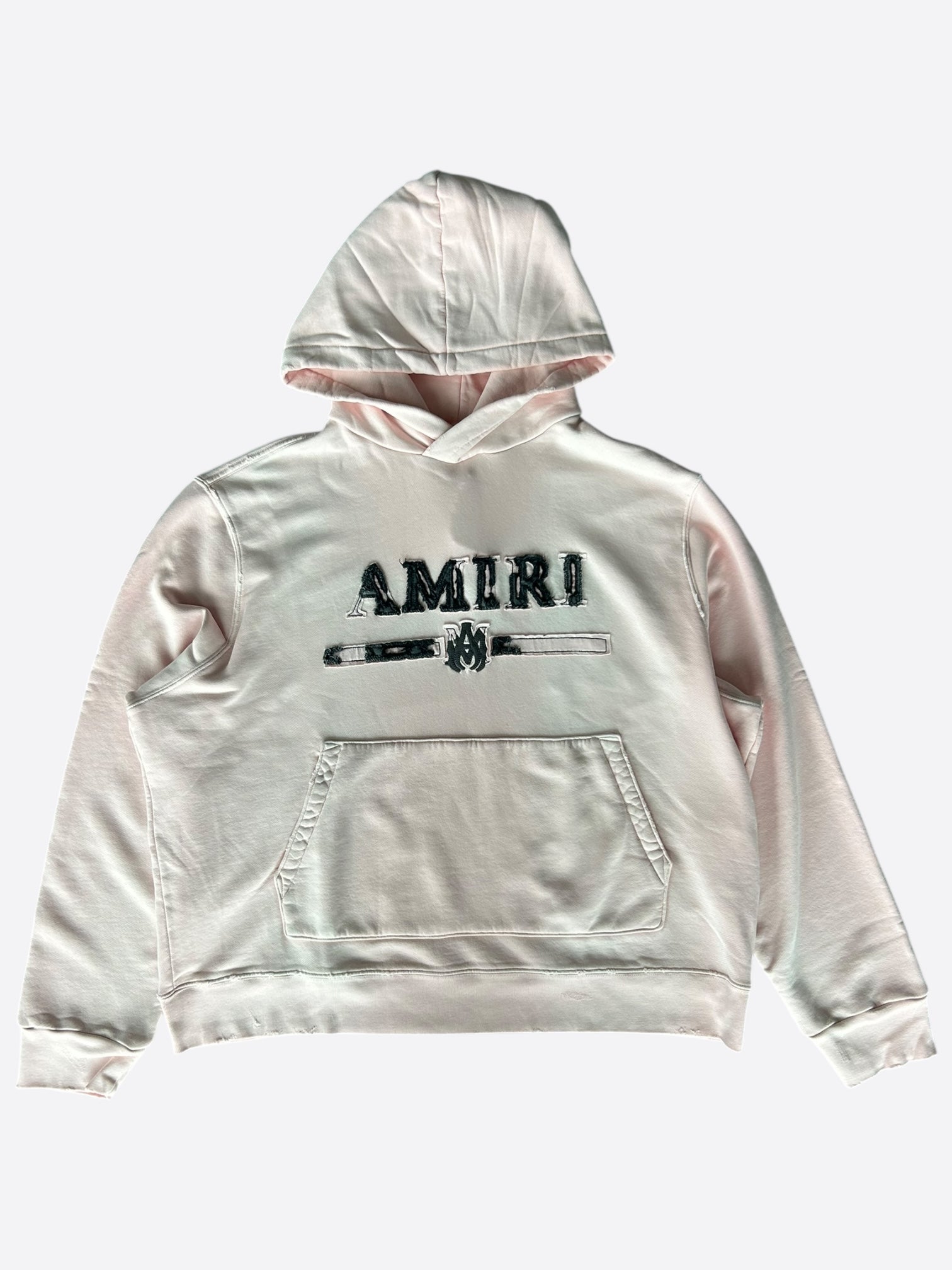 Amiri Pink & Black Distressed MA Bar Logo Hoodie for Men - Streetwear Fashion Pullover Sweatshirt | Perfect for Casual Outfits, Urban Style & Night Out
