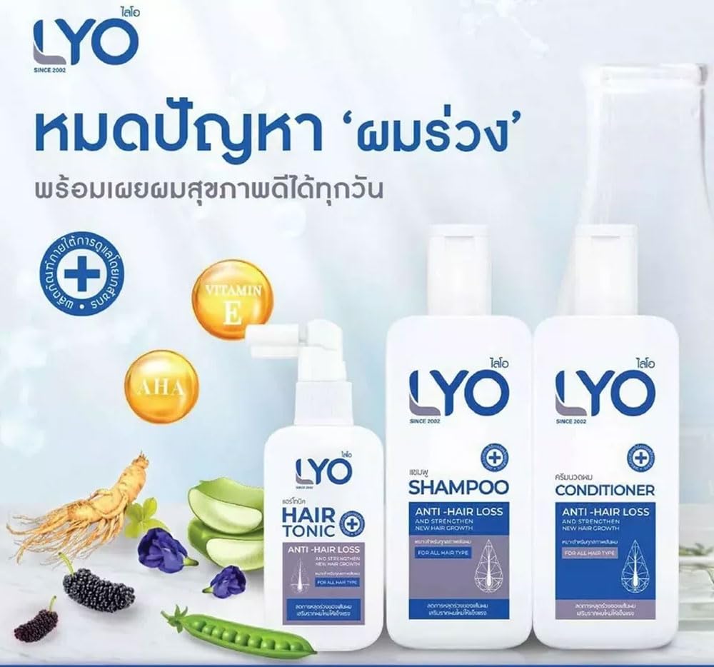 Lyo Shampoo Conditioner Set with Hair Tonic Treatment - Strengthens Hair & Promotes Regrowth for Thicker, Healthier Locks - Perfect for Daily Hair Care Routine & Scalp Nourishment