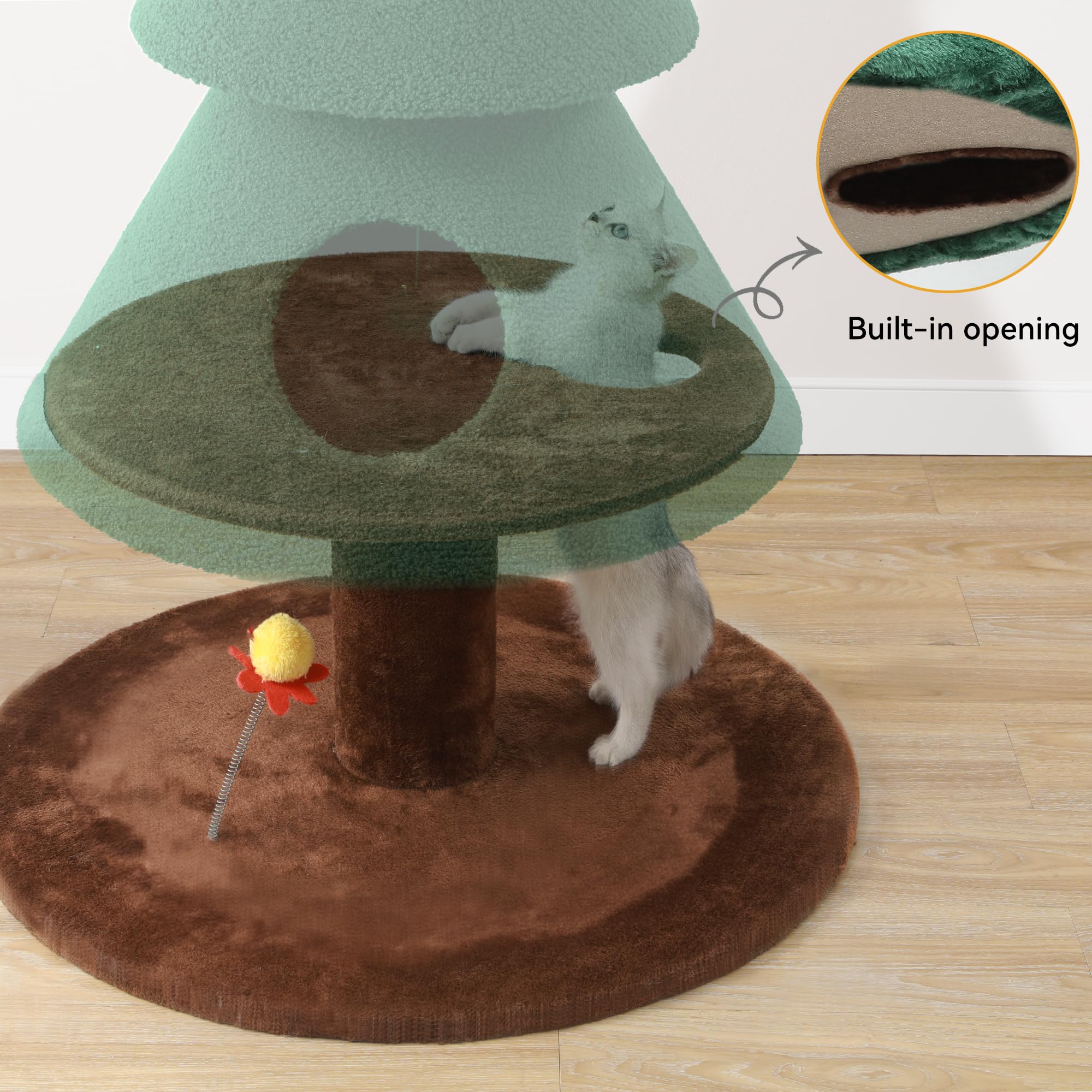 YITAHOME 52-inch Christmas Cat Tree with 2 Cozy Cat Houses - Indoor Cat Tower Furniture with Teaser Toy for Play & Holiday Decor - Perfect for Living Room, Bedroom & Christmas Gift for Cat Lovers