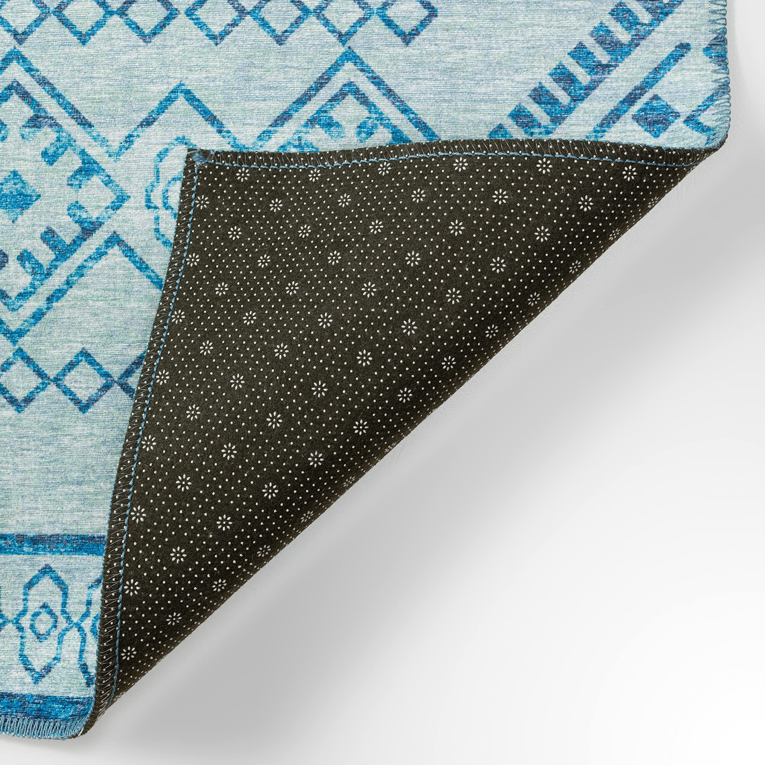 Addison Rugs Yuma AYU44 Blue 8' x 10' Area Rug - Soft Modern Boho Rug for Living Room, Bedroom & Office Decor