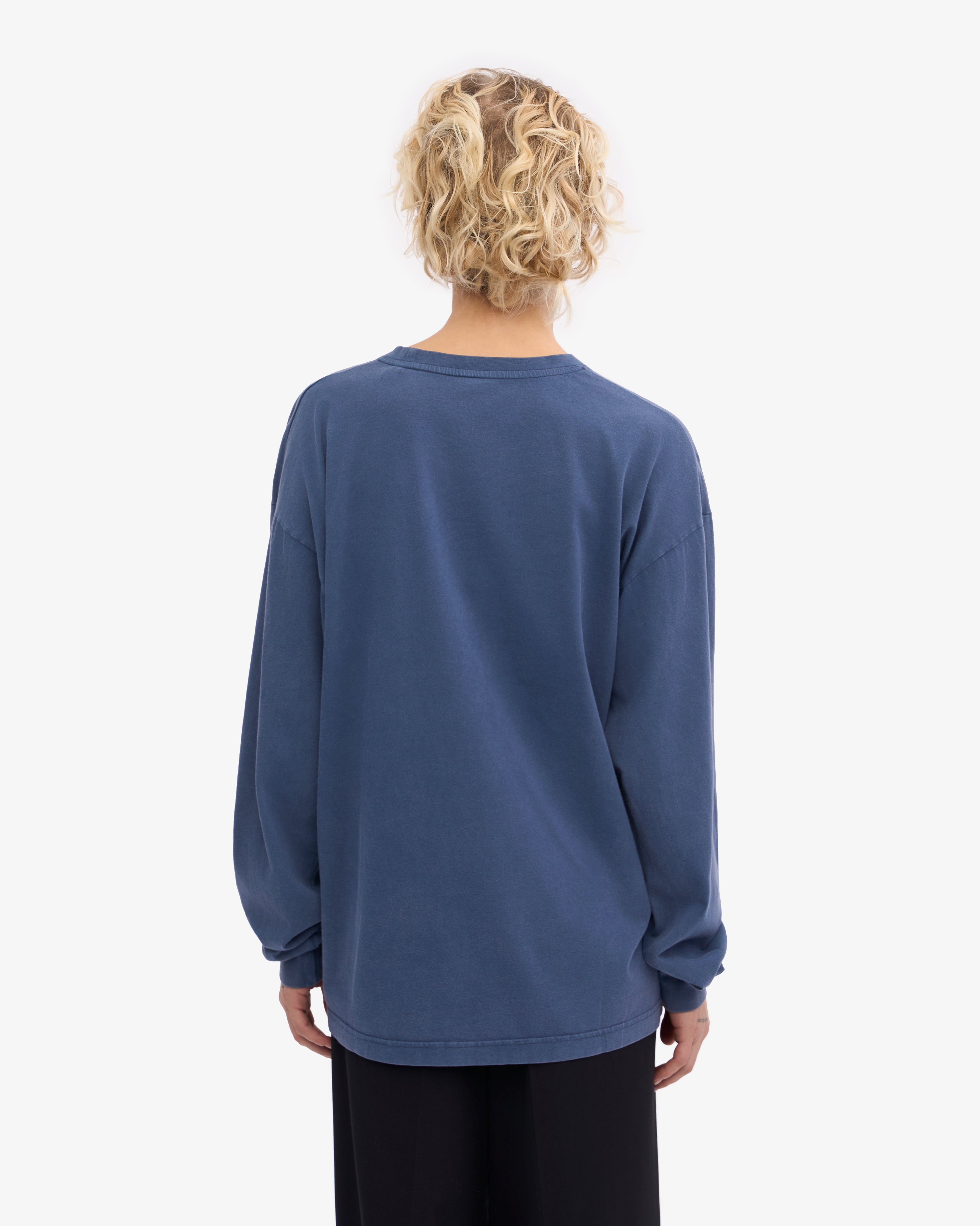 Organic Oversized Long Sleeve T-Shirt for Women - Soft Cotton Comfort Fit - Neptune Blue - Casual Wear, Loungewear & Street Style Outfits
