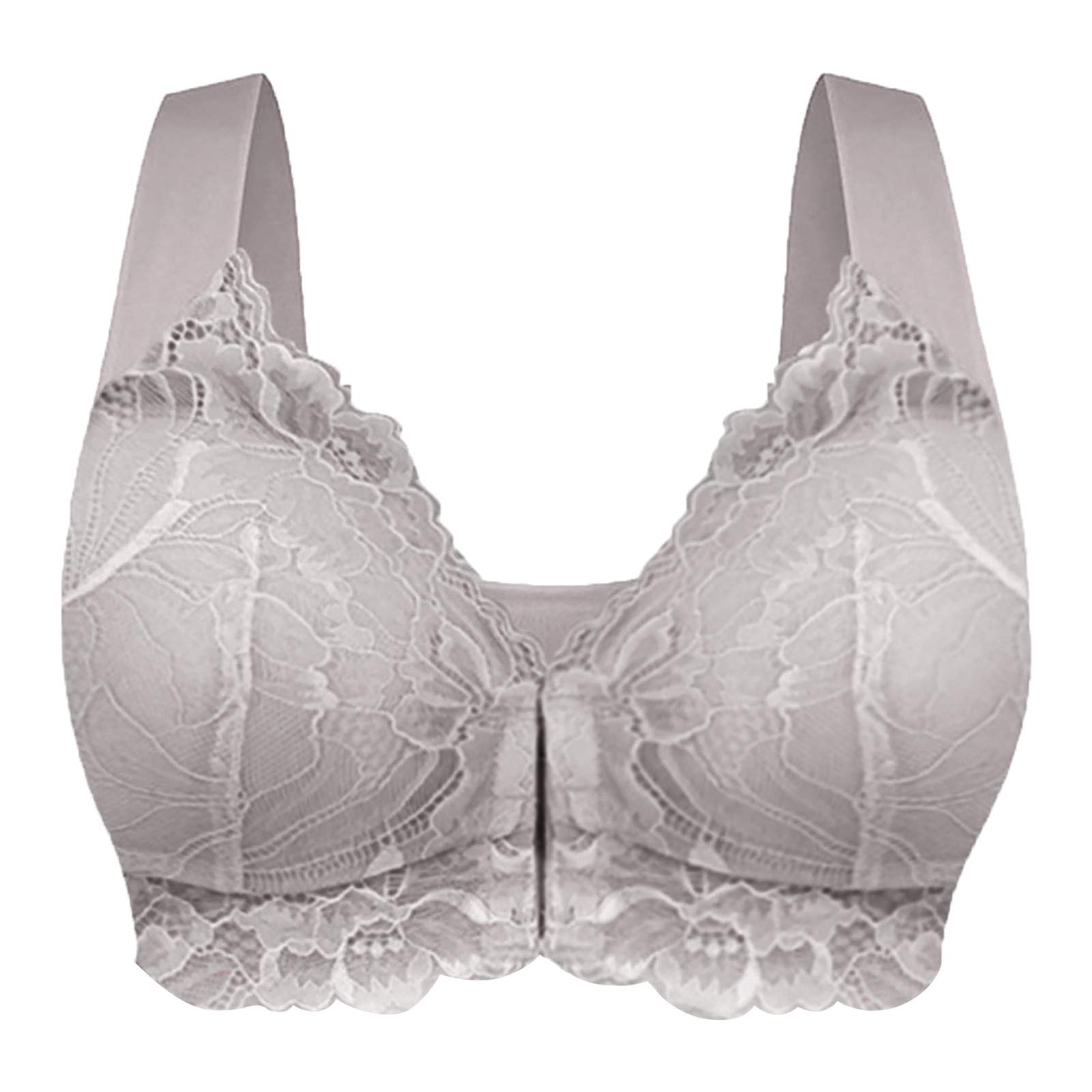 Leonshay Front Close Wireless Bras for Women - Seamless Plus Size No Underwire Push Up Bra - Comfortable Workout & Sports Bra - Gray 6X-Large - Perfect for Yoga, Gym & Everyday Wear