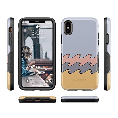 Casely iPhone X/XS Case - High Tide Layered Ocean Waves Protective Phone Cover | Slim Shockproof Design for Daily Use, Travel & Outdoor Activities