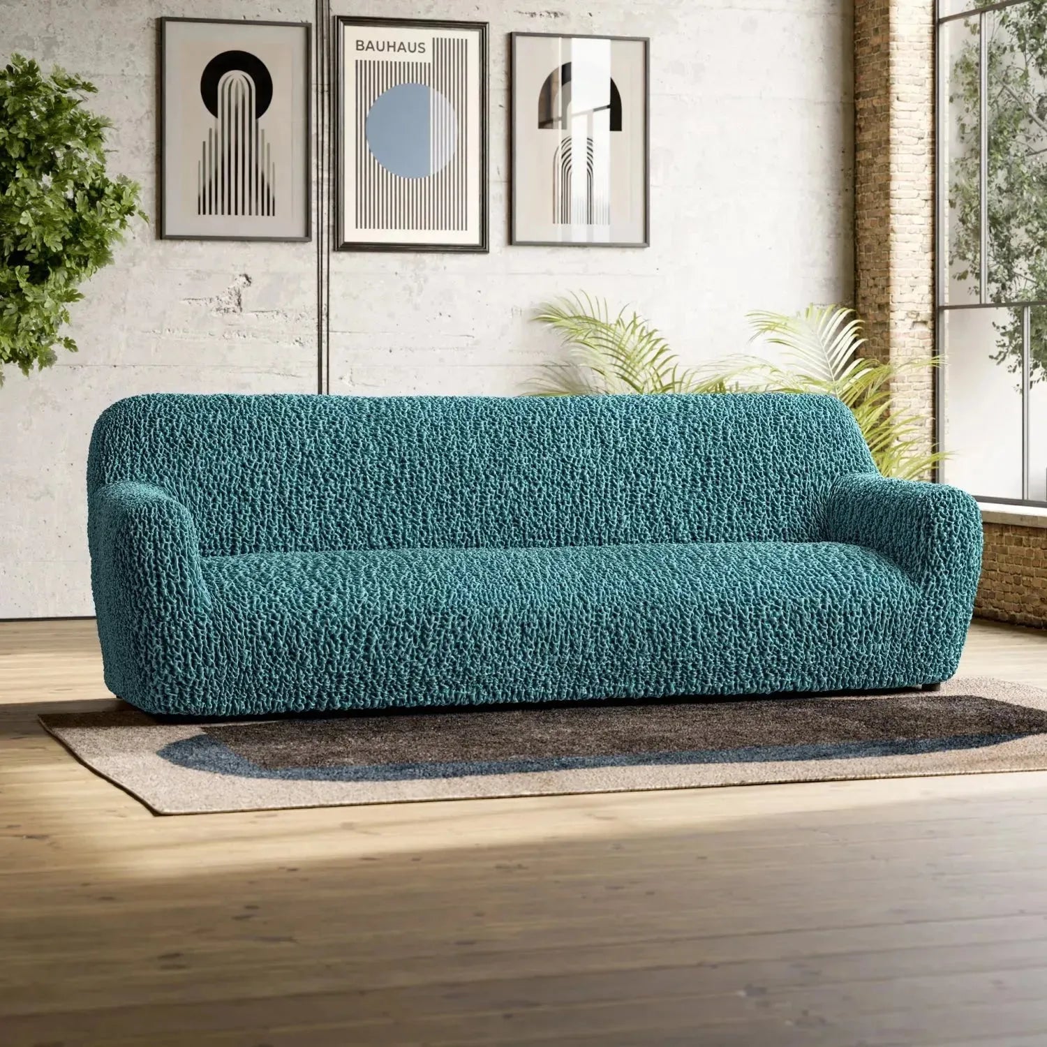 4-Seater Sofa Slipcover - Goffrato Velvet Collection | Soft Stretch Couch Cover | Living Room Furniture Protector | Perfect for Home, Office & Apartment Decor