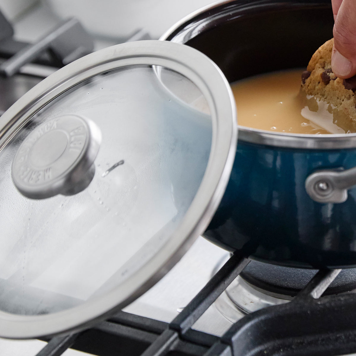 Premium Merten & Storck 2 Quart Enameled Steel Saucepan with Lid - Aegean Teal | Stovetop Cooking, Boiling, Simmering Soups & Sauces | Induction Compatible Cookware