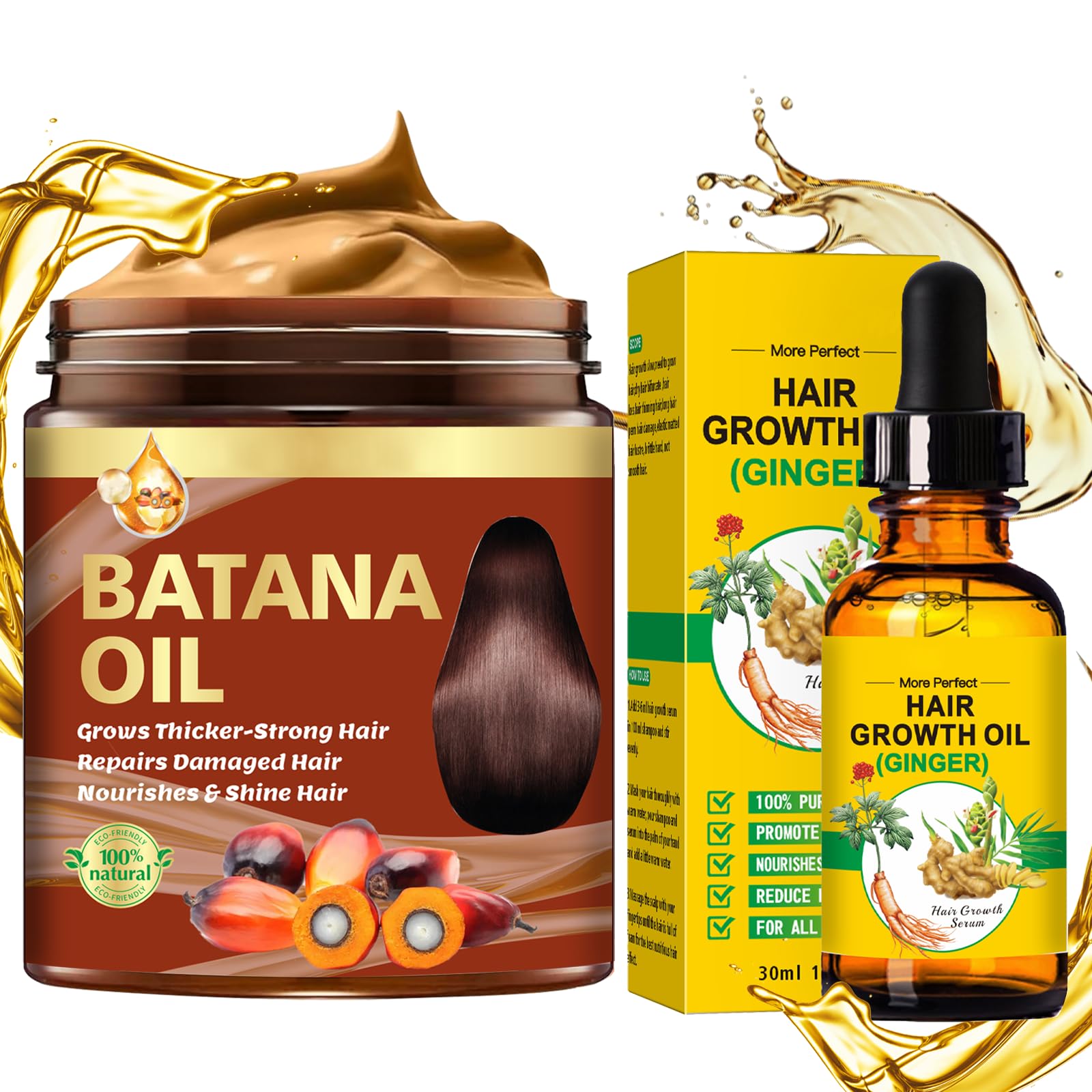 Organic Batana Oil for Hair Growth & Repair - Natural Hair Mask with Ginger for Thicker, Stronger Hair - Scalp Nourishment & Frizz Control - Best for Dry, Damaged Hair Treatment - Perfect for Daily Hair Care & Styling