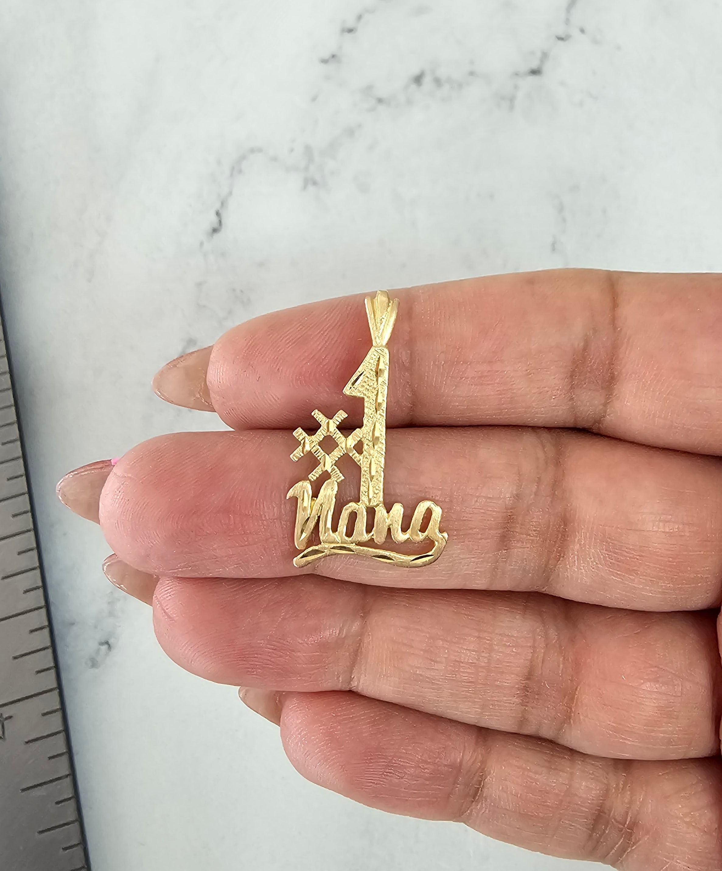 #1 Nana Charm Pendant with Diamond Cuts in 14k Yellow Gold - Perfect Gift for Mother's Day, Birthday & Anniversary Jewelry