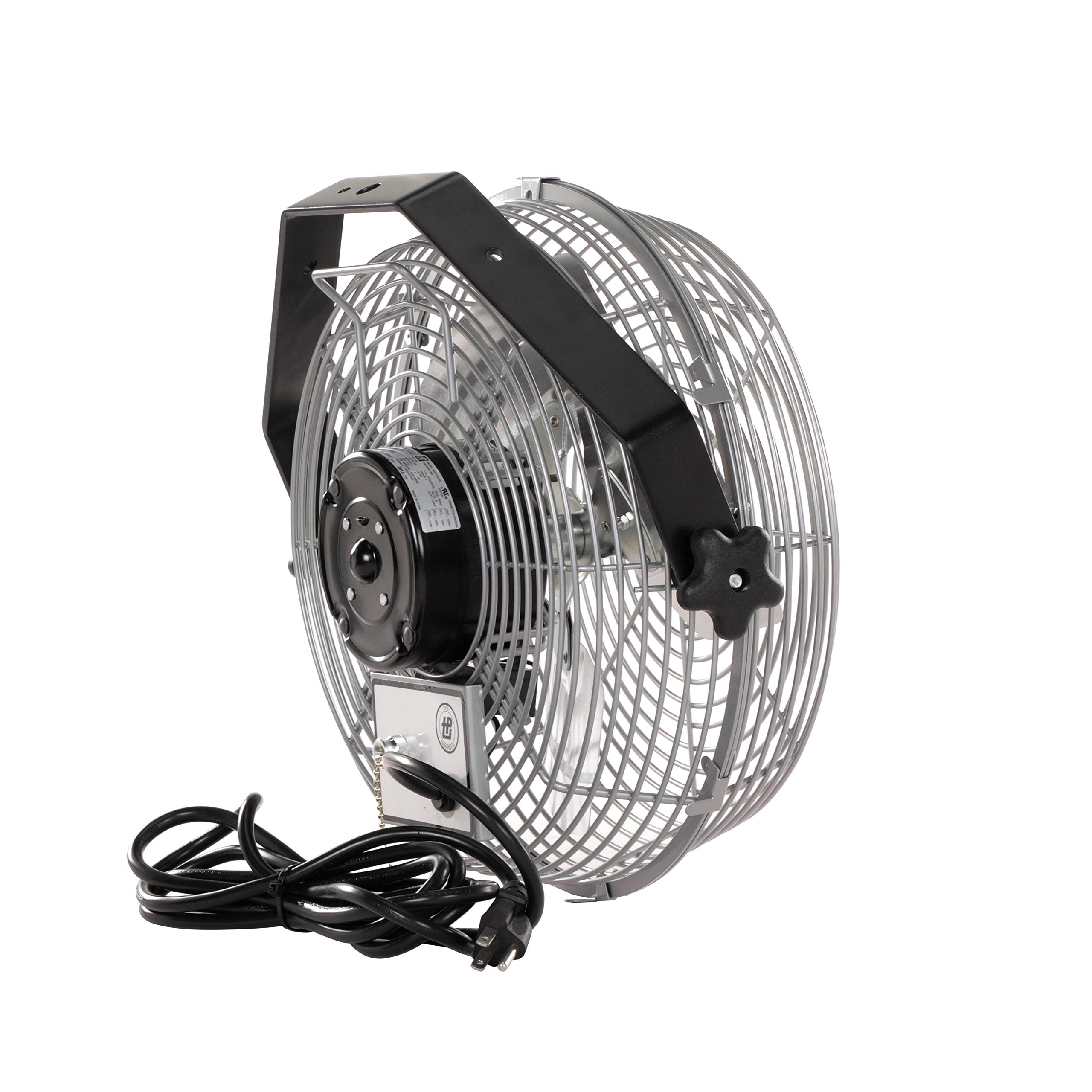U12-TE Industrial Ceiling Fan - 12 Inch Wall Mount Commercial Fan with 3 Speed Settings, 120V Single Phase Motor - Durable Metal Hanging Fan for Workstations, Warehouses & Factories (Gray)