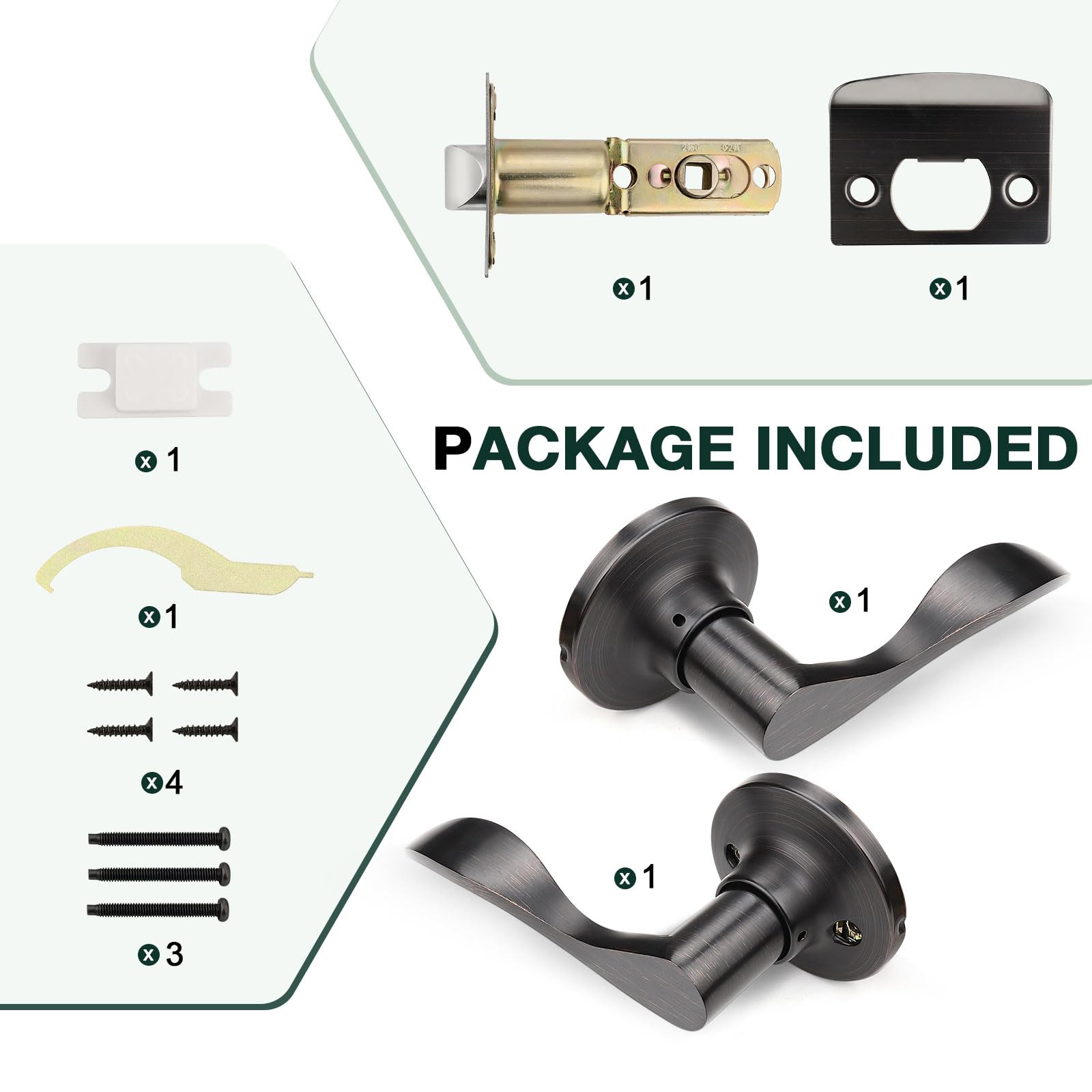 Gobekor 6-Pack Oil Rubbed Bronze Interior Door Handles with Lock - Passage & Closet Door Levers for Bedroom, Bathroom & Hallway - Smooth Operation & Secure Privacy
