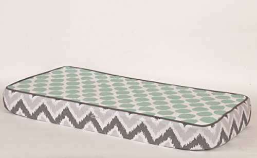 Bacati Ikat Zigzag Grey & Muslin Mint Dots Changing Pad Cover - Soft Baby Changing Table Cover for Nursery, Diaper Station & Travel - Waterproof & Breathable Fabric for Newborns & Toddlers