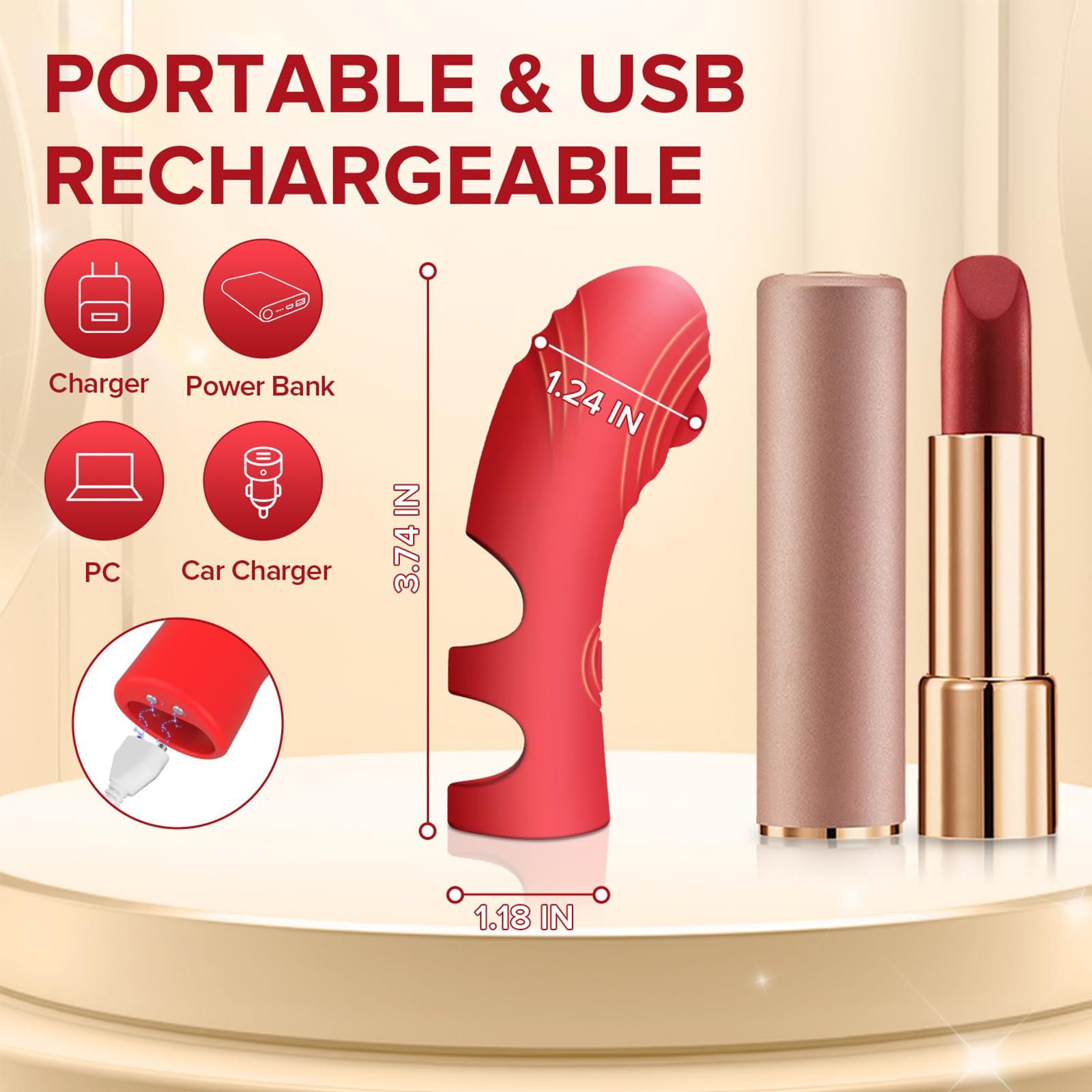 Rechargeable Mini Finger Vibrator for Women - 10 Vibration Modes & Heating G-Spot & Clitoral Stimulator, Couples Adult Sex Toy for Enhanced Pleasure | Perfect for Solo Play, Partner Intimacy & Sensual Exploration
