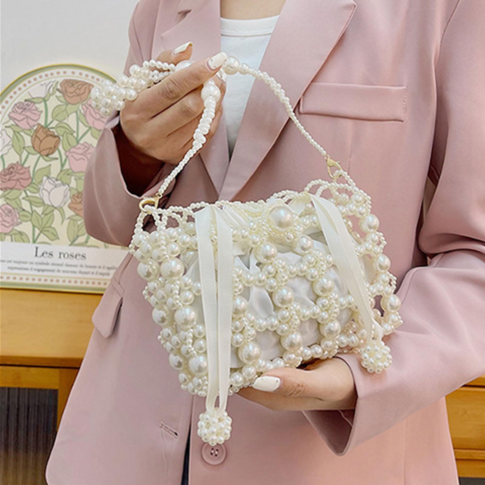Elegant Artificial Pearl Clutch Bag - Luxury Handmade Evening Purse for Women, Perfect for Party, Wedding, Bridal & Travel | 17