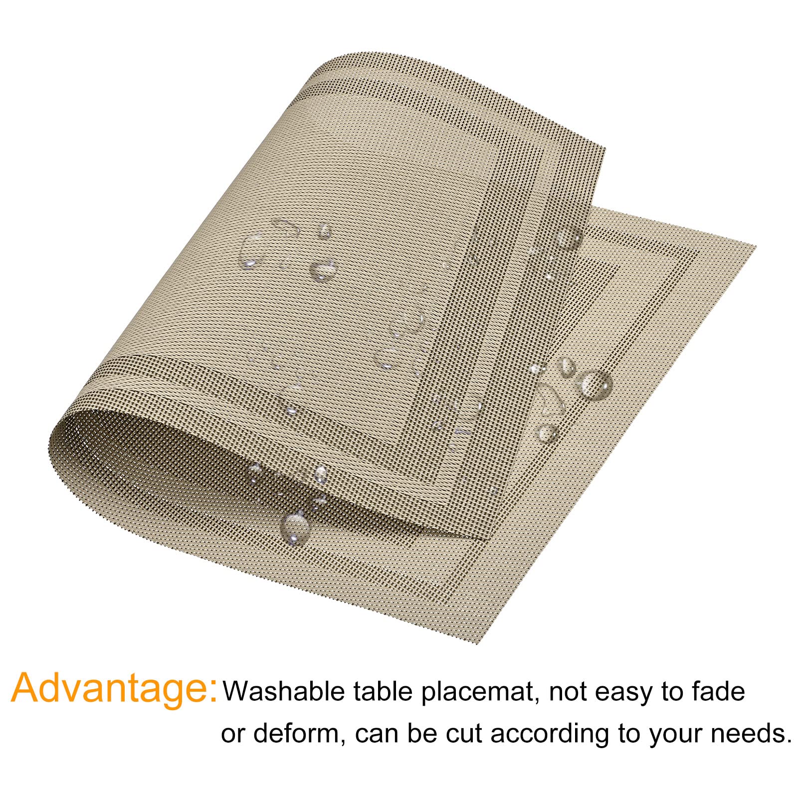 uxcell Set of 6 Washable PVC Woven Placemats - 17.7x11.8 Inches (450x300mm) Khaki Table Mats for Dining, Kitchen, and Party Decor | Durable & Easy to Clean
