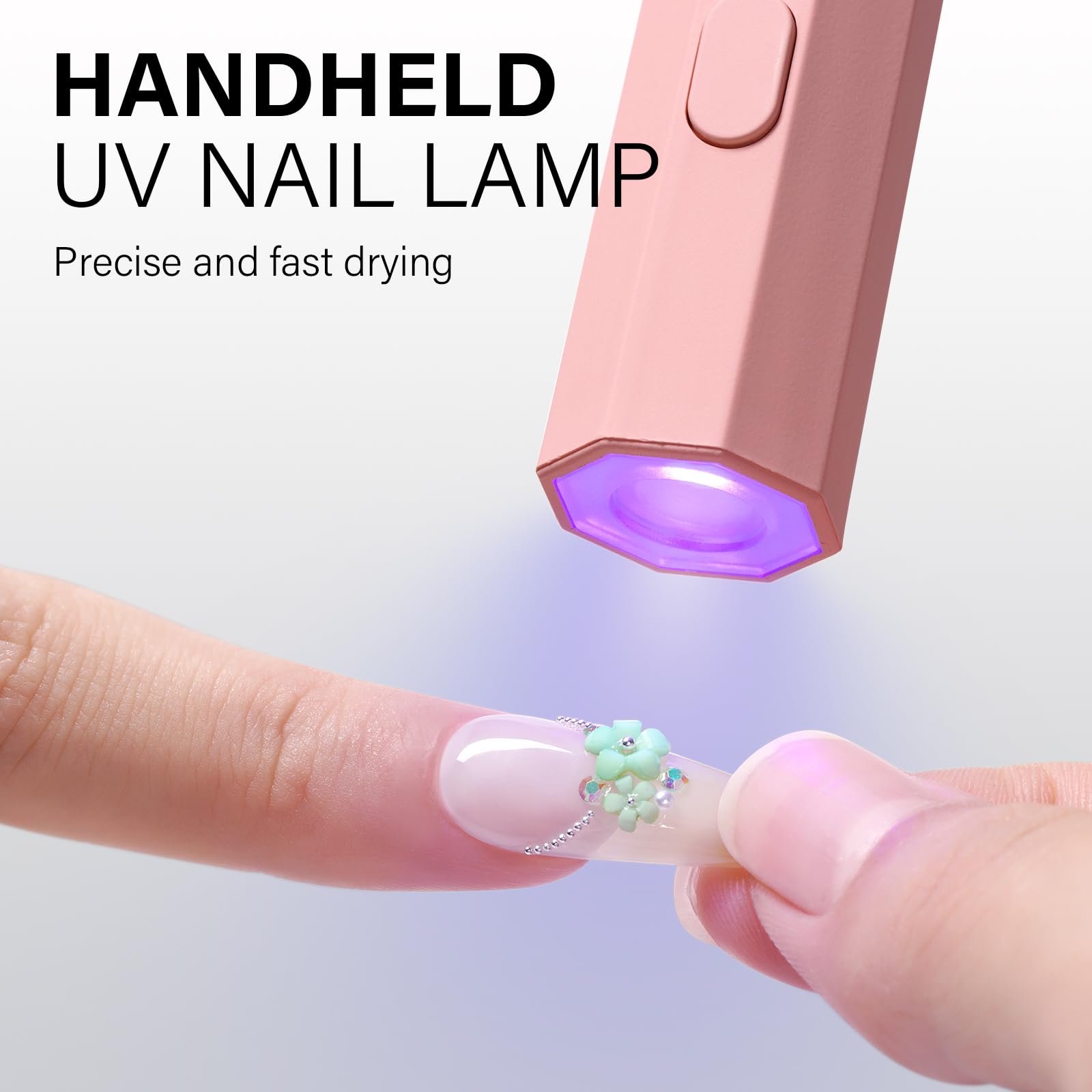 AILLSA Cordless LED Nail Lamp - Fast Curing UV Light for Gel Nails, Portable Handheld Mini Nail Dryer with Single Finger Design (Pink) | Perfect for Home Manicures, Salon Professionals & Travel Nail Care